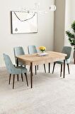 Mabel Meşe Desen 80x132 Açılabilir Mdf Yemek Odası Takımı 4 Adet Sandalye