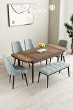 Mabel Barok Desen 80x132 Açılabilir Mdf Yemek Odası Takımı 4 Sandalye, 1 Bench