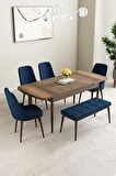 Mabel Barok Desen 80x132 Açılabilir Mdf Yemek Odası Takımı 4 Sandalye, 1 Bench