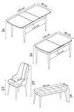 Mabel Beyaz Mermer Desen 80x132 Açılabilir Mdf Yemek Odası Takımı 4 Sandalye, 1 Bench