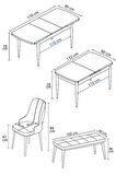 Mabel Siyah Mermer Desen 80x132 Açılabilir Mdf Yemek Odası Takımı 4 Sandalye, 1 Bench
