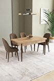 İkon Meşe Desen 80x132 Açılabilir Mdf Yemek Odası Takımı 4 Adet Sandalye