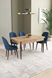 İkon Meşe Desen 80x132 Açılabilir Mdf Yemek Odası Takımı 4 Adet Sandalye