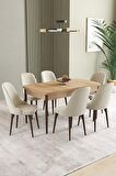 İkon Meşe Desen 80x132 Açılabilir Mdf Yemek Odası Takımı 6 Adet Sandalye