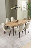 İkon Meşe Desen 80x132 Açılabilir Mdf Yemek Odası Takımı 6 Adet Sandalye