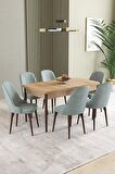 İkon Meşe Desen 80x132 Açılabilir Mdf Yemek Odası Takımı 6 Adet Sandalye