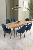İkon Meşe Desen 80x132 Açılabilir Mdf Yemek Odası Takımı 6 Adet Sandalye