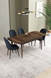 İkon Barok Desen 80x132 Açılabilir Mdf Yemek Odası Takımı 4 Adet Sandalye