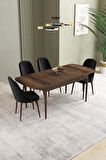 İkon Barok Desen 80x132 Açılabilir Mdf Yemek Odası Takımı 4 Adet Sandalye
