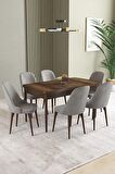 İkon Barok Desen 80x132 Açılabilir Mdf Yemek Odası Takımı 6 Adet Sandalye
