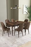 İkon Barok Desen 80x132 Açılabilir Mdf Yemek Odası Takımı 6 Adet Sandalye