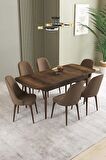 İkon Barok Desen 80x132 Açılabilir Mdf Yemek Odası Takımı 6 Adet Sandalye