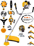 Wacker Pro Germany WS-5900 FULL Set 8 İn 1 Yan Tipi Benzinli Motorlu Ot Çalı Tırpanı Çim Biçme Makinesi