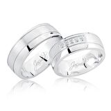 Beyaz Şeritli Taşlı Altın Alyans 2802-3