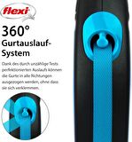Flexi new neon M boy şerit tasma medium 5 metre otomatik şeritli köpek uzatma max 25kg mavi şerit