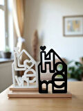 Siyah Beyaz 2'li Modern "Home & Love" Dekoratif Obje – Minimalist Ev ve Ofis Aksesuarı