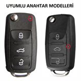 Volkswagen 3 Buton Sustalı Anahtar Kabı, Anahtar Kılıfı