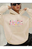 Hope Yazı Baskılı İçi Polarlı Kapüşonlu Sweatshirt