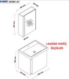 Karen Banyo Kemer 60 Cm,Lavabolu,Aynalı,Banyo Dolabı,Mat Antrasit,Lavabo Dahil