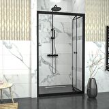 BLACK CORİNA  Akordion Kumlamalı Cam Duşakabin