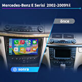 Mercedes-Benz E Serisi 2000-2004Yıl 1GB Ram 16GB Hafıza 9 İnç Android 14 Cihaz Kablosuz Carplay Kablosuz Android Auto Multimedya Navigasyon Double Teyp Araç Monitor Ekran