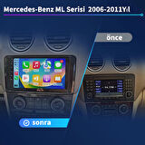 Mercedes-Benz ML Serisi 2000-2004Yıl 1GB Ram 16GB Hafıza 9 İnç Android 14 Cihaz Kablosuz Carplay Kablosuz Android Auto Multimedya Navigasyon Double Teyp Araç Monitor Ekran