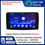 Mercedes-Benz ML Serisi 2000-2004Yıl 4GB Ram 64GB Hafıza 9 İnç Android 14 Cihaz Kablosuz Carplay Kablosuz Android Auto Multimedya Navigasyon Double Teyp Araç Monitor Ekran