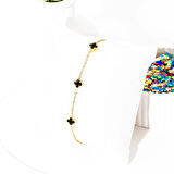 Biem Siyah Taşlı Çelik Yonca Bileklik