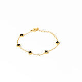 Biem Siyah Taşlı Çelik Yonca Bileklik