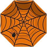 CADILAR BAYRAMI HALLOWEEN TABAK TURUNCU ÖRÜMCEK AĞI DESENLİ SEKİZGEN 8'Lİ