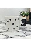 2'li Siyah & Kırmızı Minimalist Kalp Baskılı Kupa / Mug Set