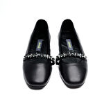 Hakiki Deri Taşlı Kadın Babet