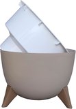 2 Litre 19cm Küre Saksı Ayaklı Delikli Süzgeçli Plastik Çiçek Saksısı Bej