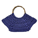 Uretti - Necla 4345 6890 El Yapımı Ahşap Saplı Görünümlü Ribbon İp Çanta - 36 cm x 17 cm