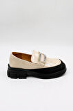KristeBell İthal Özel Seri Kadın Loafer Model İnce Taban Ayakabbı KB1024 - Bej Rugan - 36
