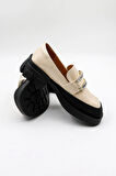 KristeBell İthal Özel Seri Kadın Loafer Model İnce Taban Ayakabbı KB1024 - Bej Rugan - 36