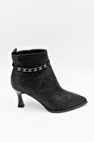 KristeBell İthal Topuklu Taşlı Aksesuar Detaylı Fermuarlı Bot 2509 - Siyah - 36