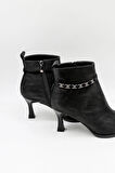 KristeBell İthal Topuklu Taşlı Aksesuar Detaylı Fermuarlı Bot 2509 - Siyah - 36