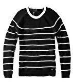 luxry bisiklet yaka yün erkek kazak--siya çizgi--