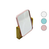 DİKDÖRTGEN=20.5X15.5CM AHŞAP BAMBU AYAKLI MAKYAJ AYNASI ÇİFT TARAFLI RENKLİ PLASTİK ÇERÇEVE (2818)