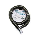 TÜP ANAHTARLI METAL KAFA ÇELİK MOTOR - BİSİKLET KİLİT SİLİNDİRİK SPİRAL KİLİT SİYAH KILIF 22MM X 100CM (2818)
