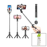 SİYAH  SELFİ ÇUBUK - TRİPOD AYAKLI  57CM UZAYAN-KISALAN SAPLI + 10CM =67CM (2818)