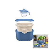 MAVİ 5PCS MUTFAK SETİ PLS.KARIŞTIRMA KAP=4LT - SÜZGEÇ=3.5LT - KESİM PANO - SIKACAK=0.25LT (2818)