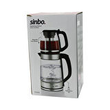 CAM ELEKTRİKLİ ÇAY SETİ ÇAYCI 2LT+1.2LT 1500W MAVİ LEDLİ 360 DERECE ÇELİK SÜZGEÇ KROM KAPLAMA (2818)