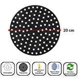 Siyah Isıya Dayanıklı Yıkanılabilir Silikon Fırın Ve Airfryer Yuvarlak Model Pişirme Matı 20 Cm (2818)