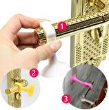 Vantuzlu Geçmeli Kapı Kolu Stoper 4lü Set Beyaz (2818)