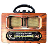 Büyük Boy Retro, Nostaljik, Ahşap Tasarım Bluetooth Hoparlörlü, Şarjlı, Taşınabilir FM/AM Destekli Radyo NS-6635 (2818)