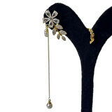 Uretti - Melik 9215 Taşlı Çiçek ve İnci Detaylı Şık Model Kıkırdak Küpe