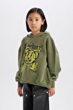 DeFacto Kız Çocuk Oversize Geniş Kalıp Kapüşonlu Baskılı Sweatshirt D1567A824WNKH210