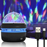 Ayt Ledx YQX-6888 Mini Usb li 3 Watt Şarjlı Sihirli Rgb Led Disko Topu Tavan Gece Lambası